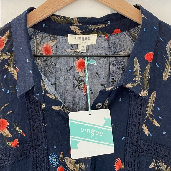 UMGEE Floral Bohemian Cottagecore Button Front Long Sleeve Dress Size M NWT - Picture 7 of 8